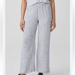 Eileen Fisher Striped Organic Linen Crinkle Pant